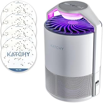 Katchy Indoor Fly Trap– Catcher & Killer for Mosquito, Fruit Fly, Gnat & Small Moth – Non-Zapper Trap with Fan Suction & Blue UV Light – Ideal for Indoor Spaces, Kitchen & Plants (Original, White)