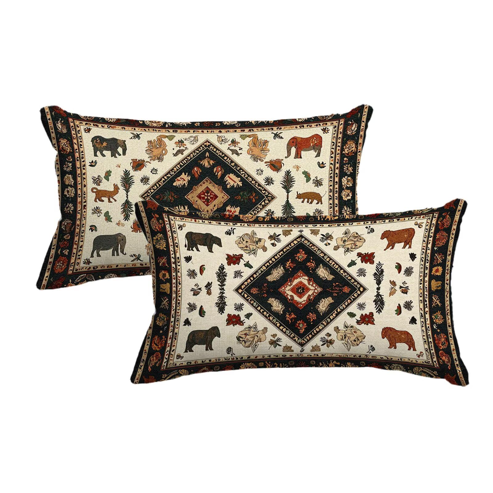 Housse coussin exterieur imperméable 40x80 lot de 2 en lin
