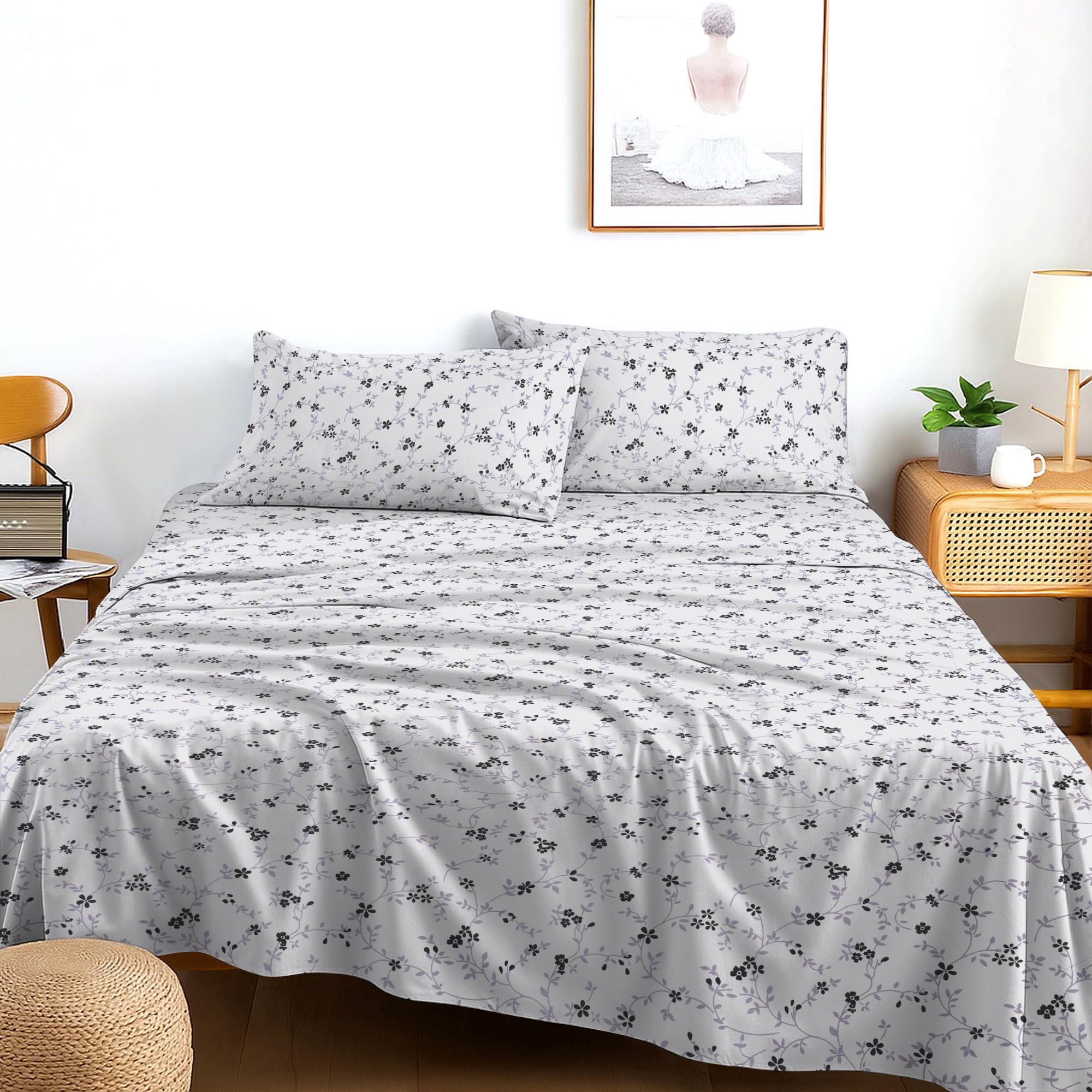 EverSoft Bedding King 3-Piece Luxury Bed Sheet Set Soft, Breathable & Comfortable Hotel Quality Bedding with Flat Sheet & 2 Pillowcases Durable, Elegant, Machine Washable