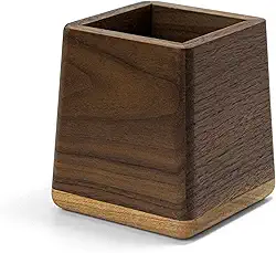 Elitzia Porta-pincéis de maquiagem de madeira de nogueira, organizador de pincéis, delineadores, lápis de lábios, rímel, armazenamento, mesa, organização, economia de espaço, suporte de caneta