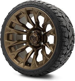 MODZ® Falcon Matte Bronze 14" Golf Cart Wheels and X-Comp Gladiator (205/35-14) DOT Steel-Belted Radial Golf Cart Tires Combo - Set of 4