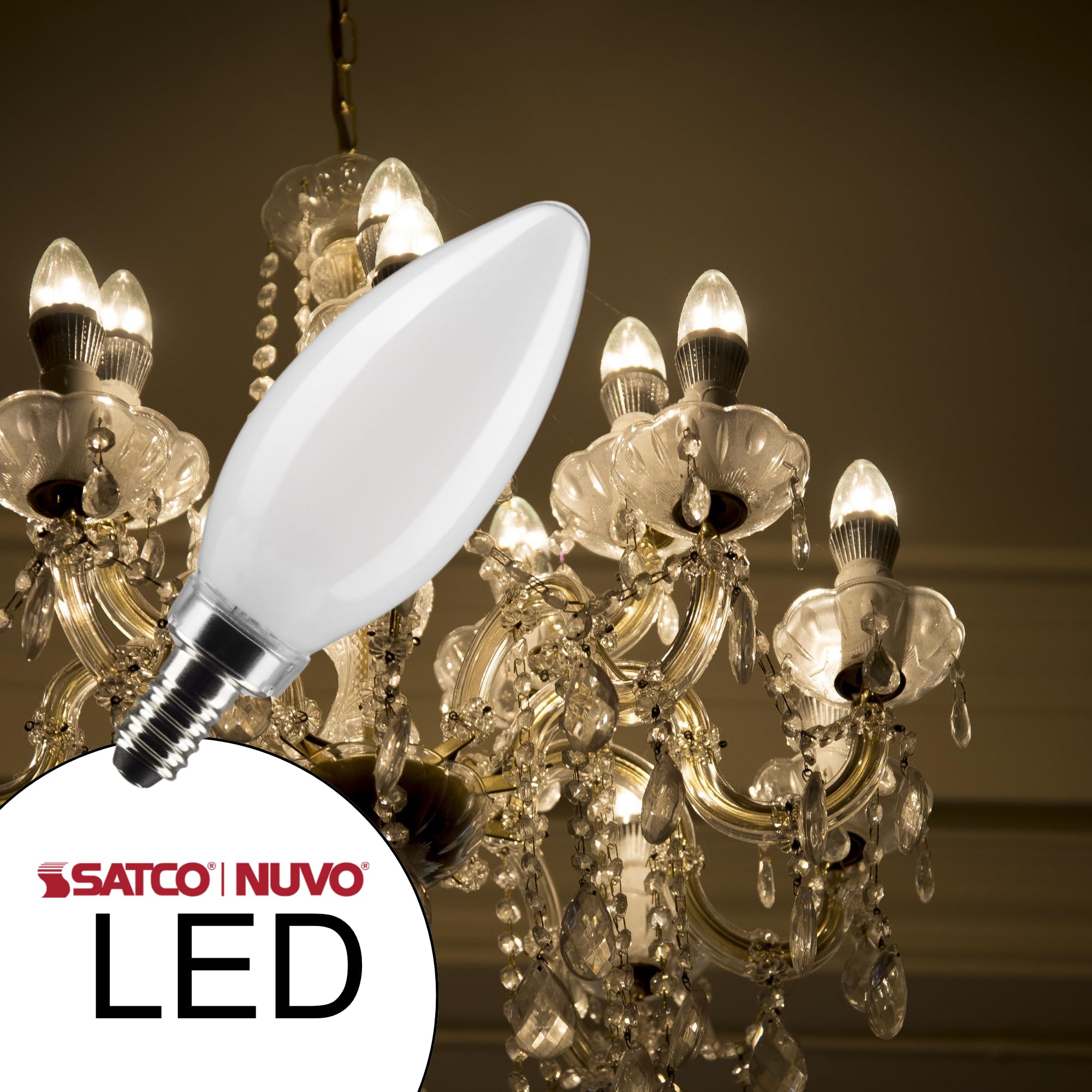 フローライト水晶5.1kg ーt591 Satco S21279-5.5 Watt B11 LED Frost Candelabra Base Light Bulb