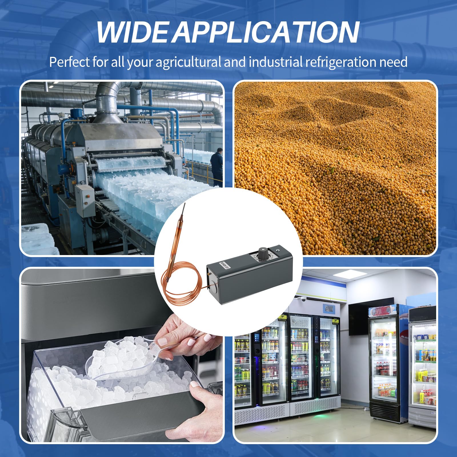 W1609-101 - Termostato per frigorifero, intervallo da -34 °C a 32 °C, lunghezza capillare, controllo universale del freddo per congelatori e refrigeratori, sostituisce W1609101