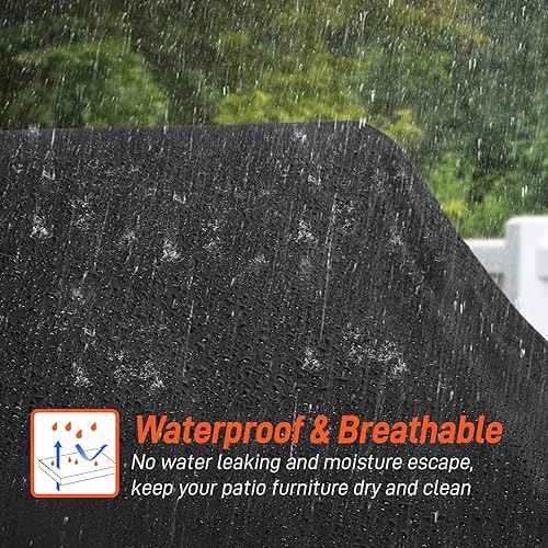 Miniatura 5 de Paquete de 2 fundas para sillas de patio con respaldo alto, fundas impermeables para sillas de comedor al aire libre para asientos de muebles de