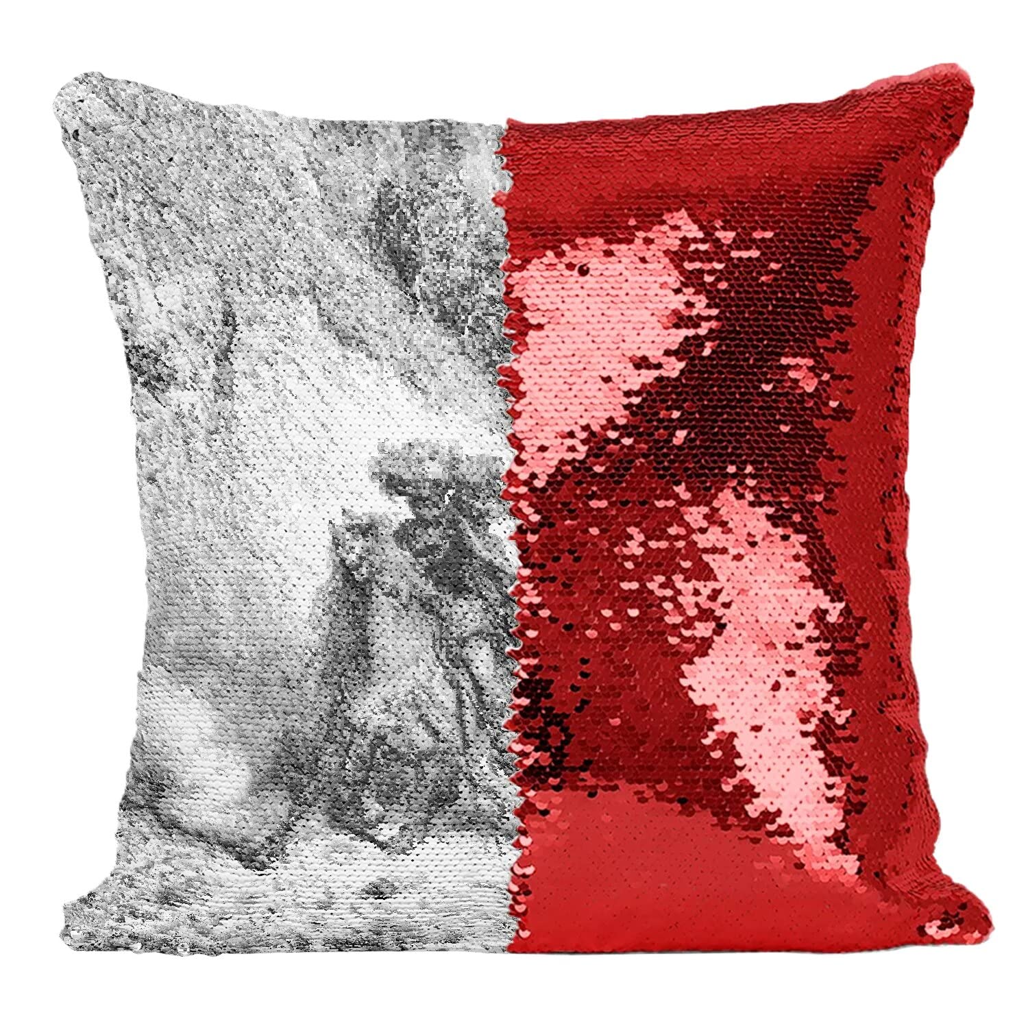 Coussin sequin rouge La Fontaine, l'astuce pour réveiller une déco de salon terne