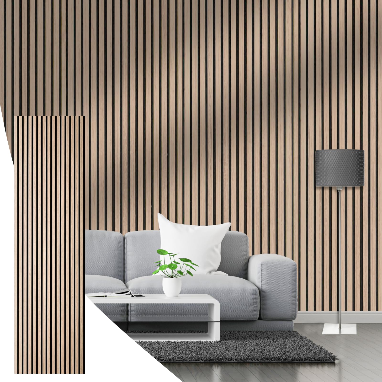 CLICK-DECK Wooden Wall Panels | Premium Acoustic Wall Panels | Slat Wall Panelling | Sound Absorbing | Fire Retardant & FSC Certified | Wood Panels for Walls (Natural Oak 240 x 60cm)