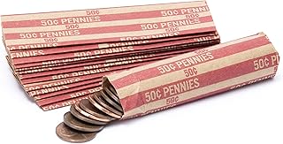 Penny Coin Wrappers, 100 Flat Striped Coin Wrappers