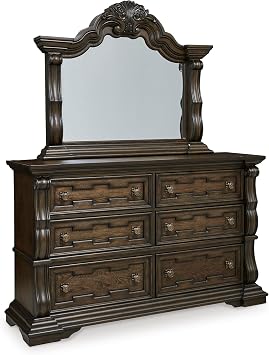 Signature Design by Ashley Maylee 6 Drawer Dresser with Mirror, Dark Brown