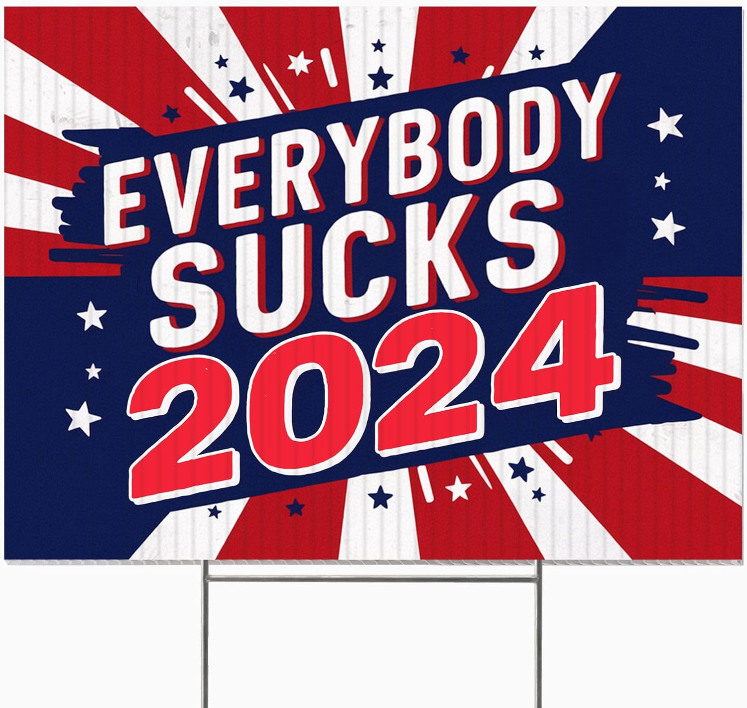 24"x18" Double Sided Funny Political Yard Signs with Stakes, Everybody Sucks 2024 Yard Sign, Funny Presidential Yard Signs (D 3)