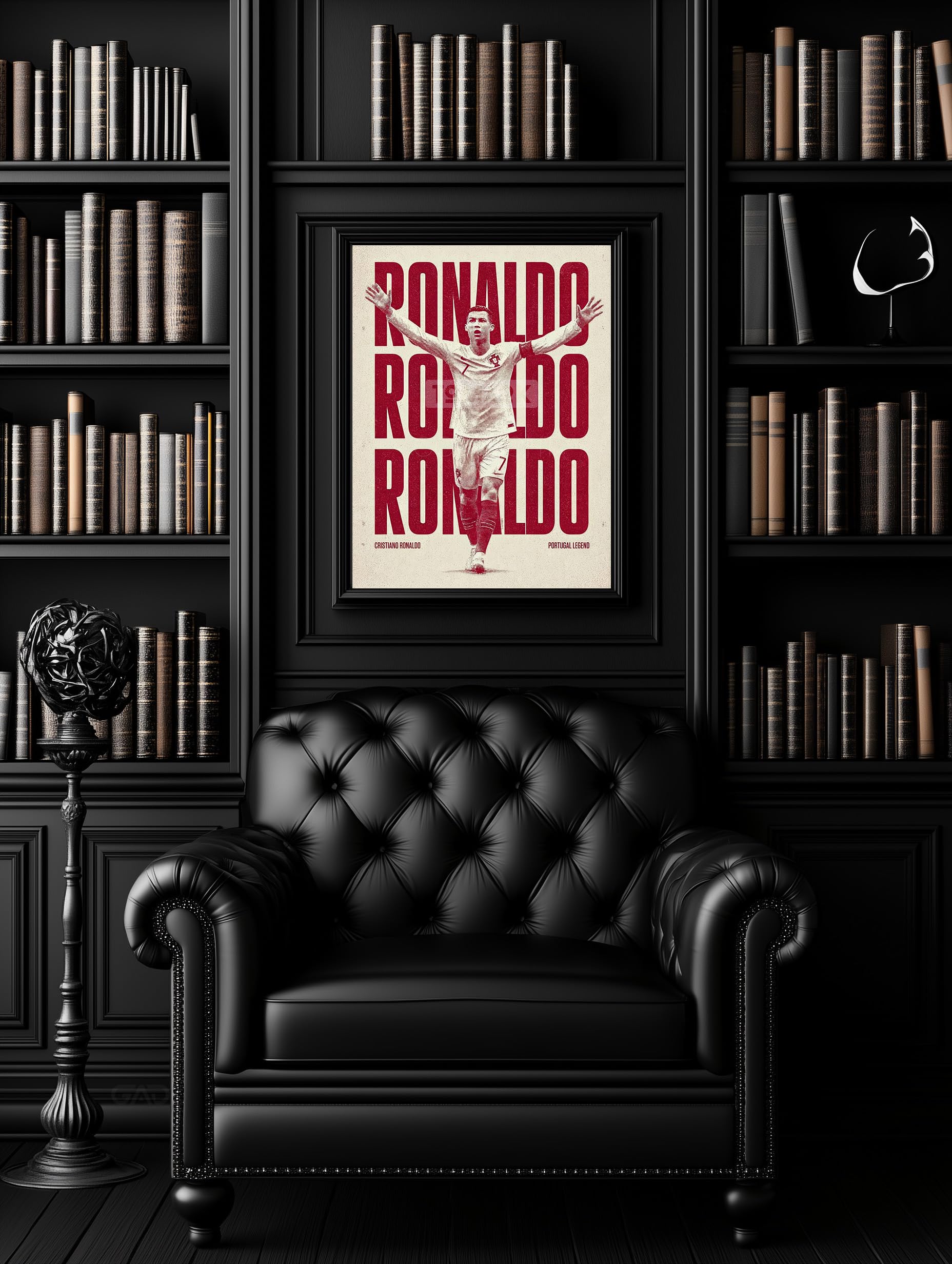 Tomaok - Poster Stampa poster d'arte - Cristiano Ronaldo Leggenda del calcio in Portogallo (Cornice non inclusa) – Poster Art Wall Ball Gold