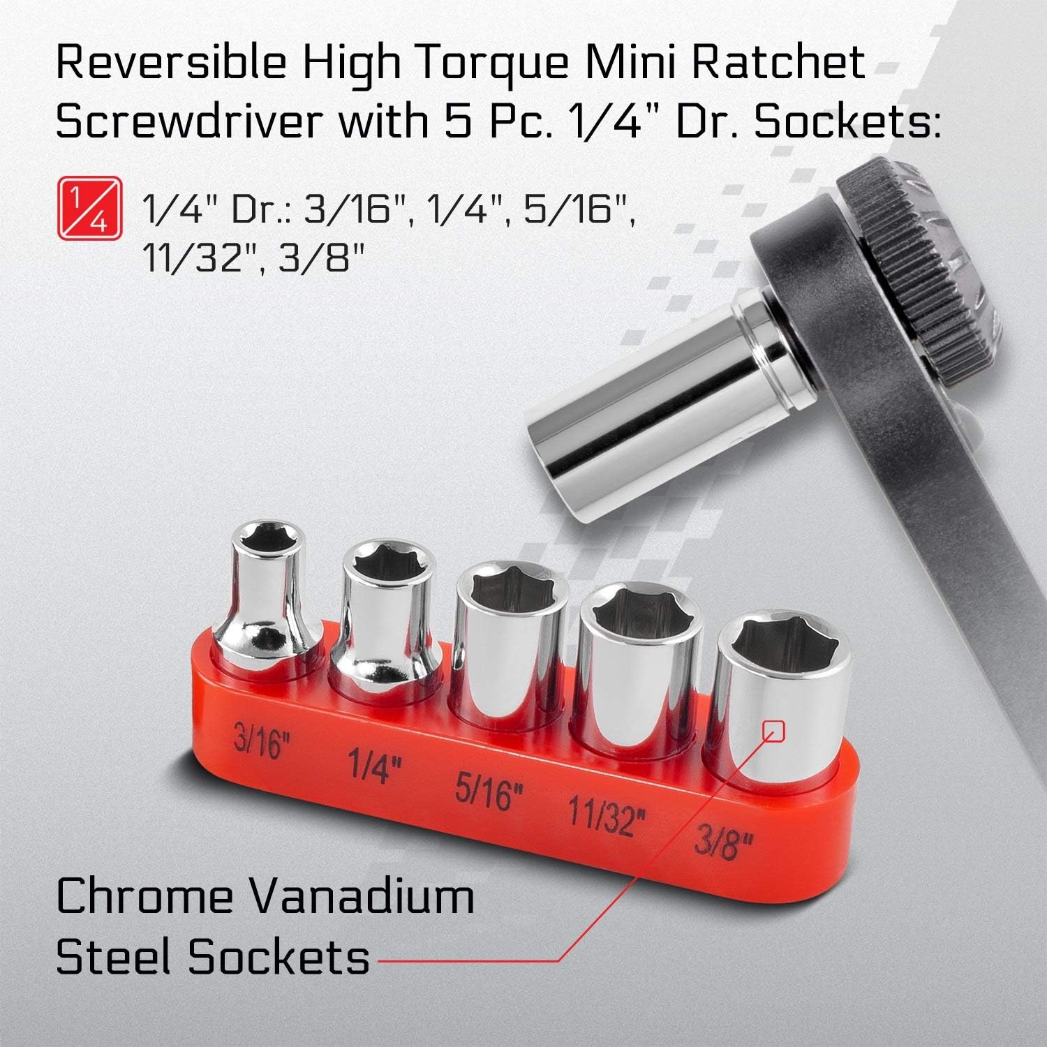 Carbyne 17-Piece Right Angle Offset Mini Ratchet Wrench Screwdriver, 1/4 Inch Dual-Drive Head | Bit Set & Sockets • From a Family-Run Tool Company Based in the U.S.A.