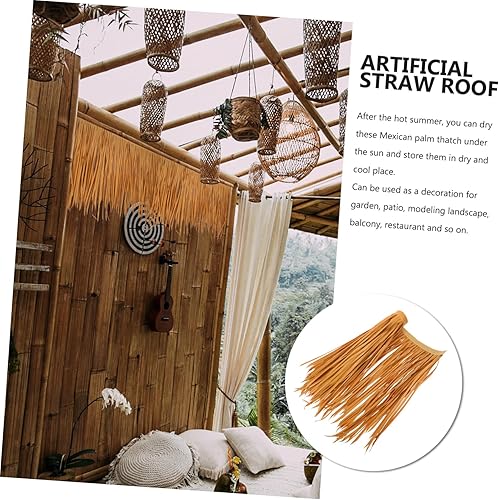 Miniatura 3 de Yardwe 4 unids paja techo material paja techo Ridge Cap pato ciego material imitación paja paja falso pato ciego hierba Tiki bar viento carillón