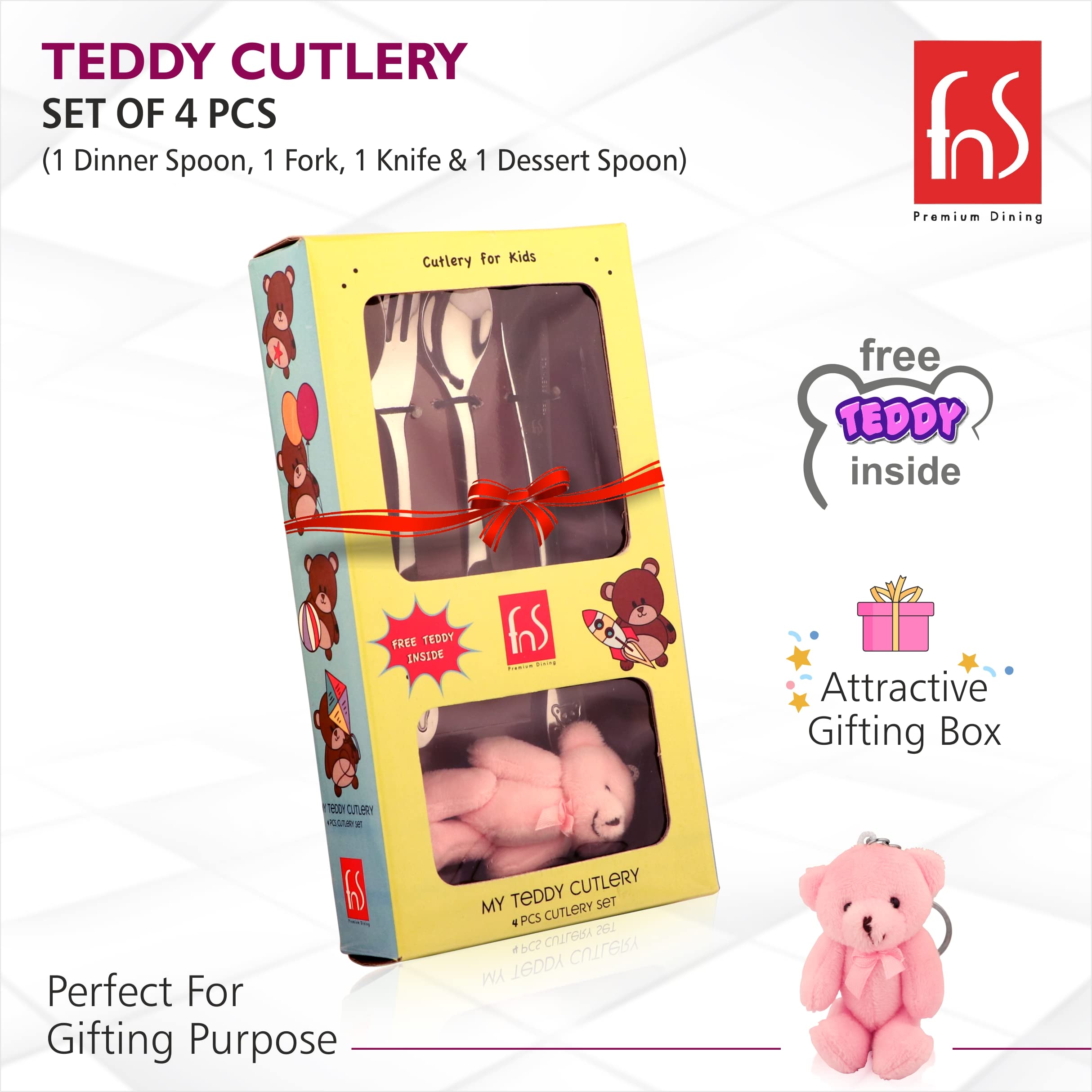 Kids Stainless Steel Cutlery Set - Teddy Bear Design -2 Kids Stainless Steel Cutlery Set - Teddy Bear Design -2