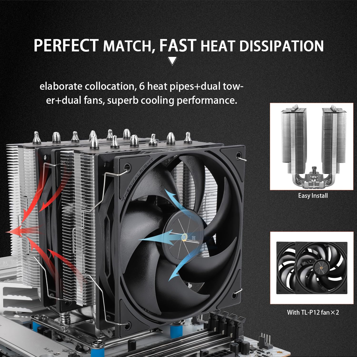 Thermalright Peerless Assassin 120 SE CPU Cooler - Dual Tower, 6 Heat Pipes, Dual PWM Fans For Intel/AMD Gaming PCs