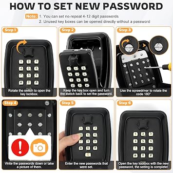 Key Safe Wall Mounted - Key Lock Box Outdoor with Illuminated Button Stickers - Large Key Box with 12-Digit Code - Key Storage Box with Weatherproof Cover for Home Garage Office School