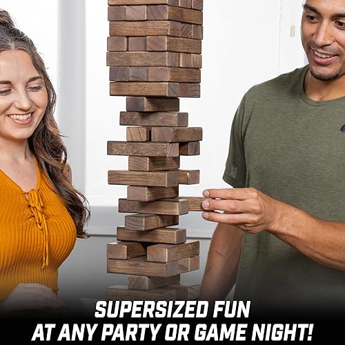 Vista 12 de GoSports Torre grande de madera que se pliega – Se apila hasta 3 pies – Tinte de madera marrón, gris o natural