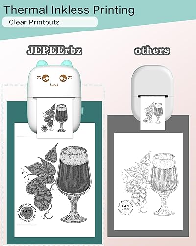 Miniatura 3 de Mini impresora portátil, impresora de calcomanías sin tinta con 8 rollos de papel, mini impresora térmica inalámbrica Bluetooth compatible con iOS +