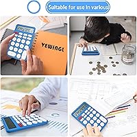 Vista 5 de VEWINGL Standard Calculator, 12 Digit Large Display Desktop Calculator with Big Buttons for Office, School, Home & Business Azul y blanco