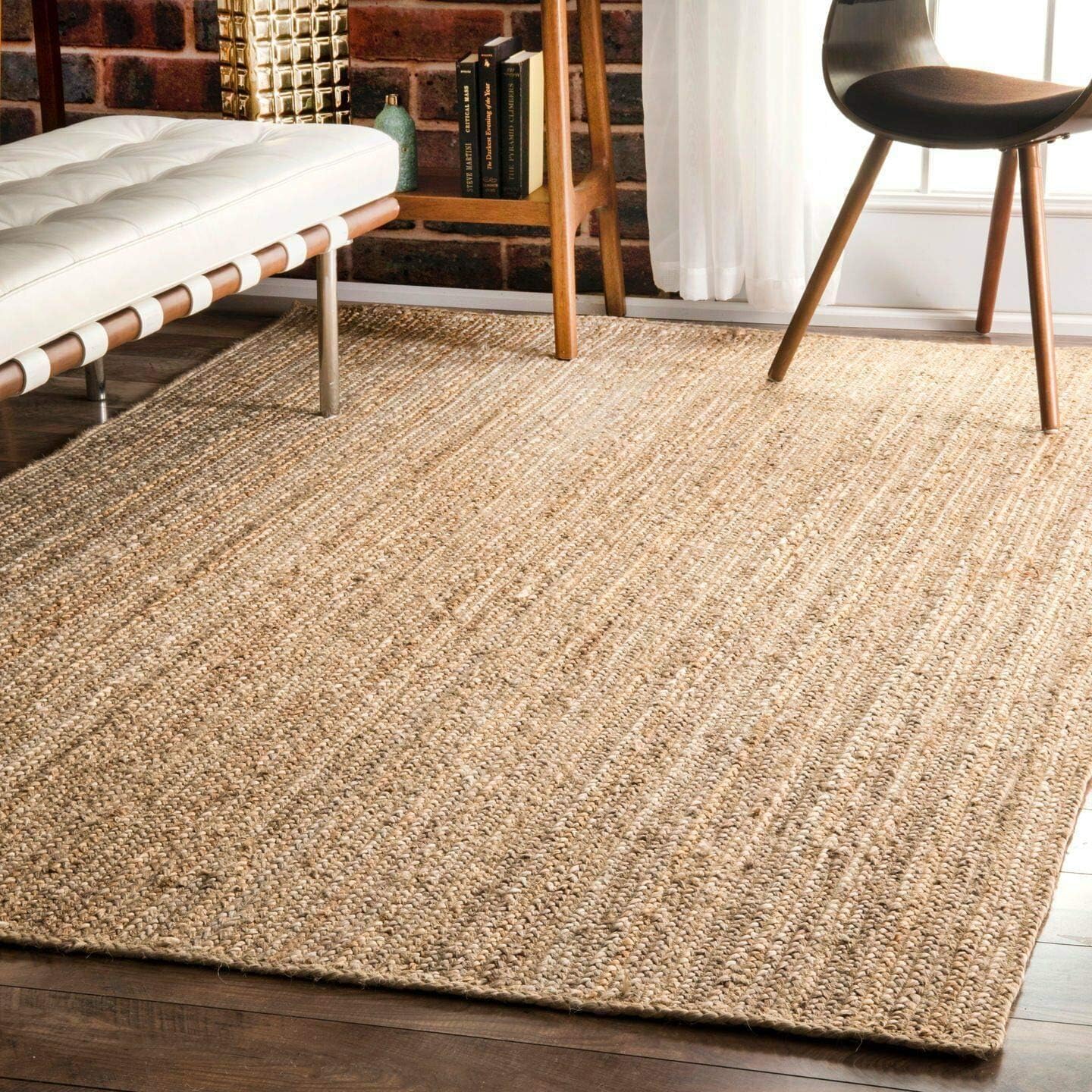 Jute Rug 2'x3' Area Rug - Pack of 2, Hand Woven Jute Braided Boho Rug for Living Room Outdoor Bedroom Kitchen Entryway Farmhouse Hallway, Rustic Vintage Natural Reversible Floor Rugs: Natural Jute