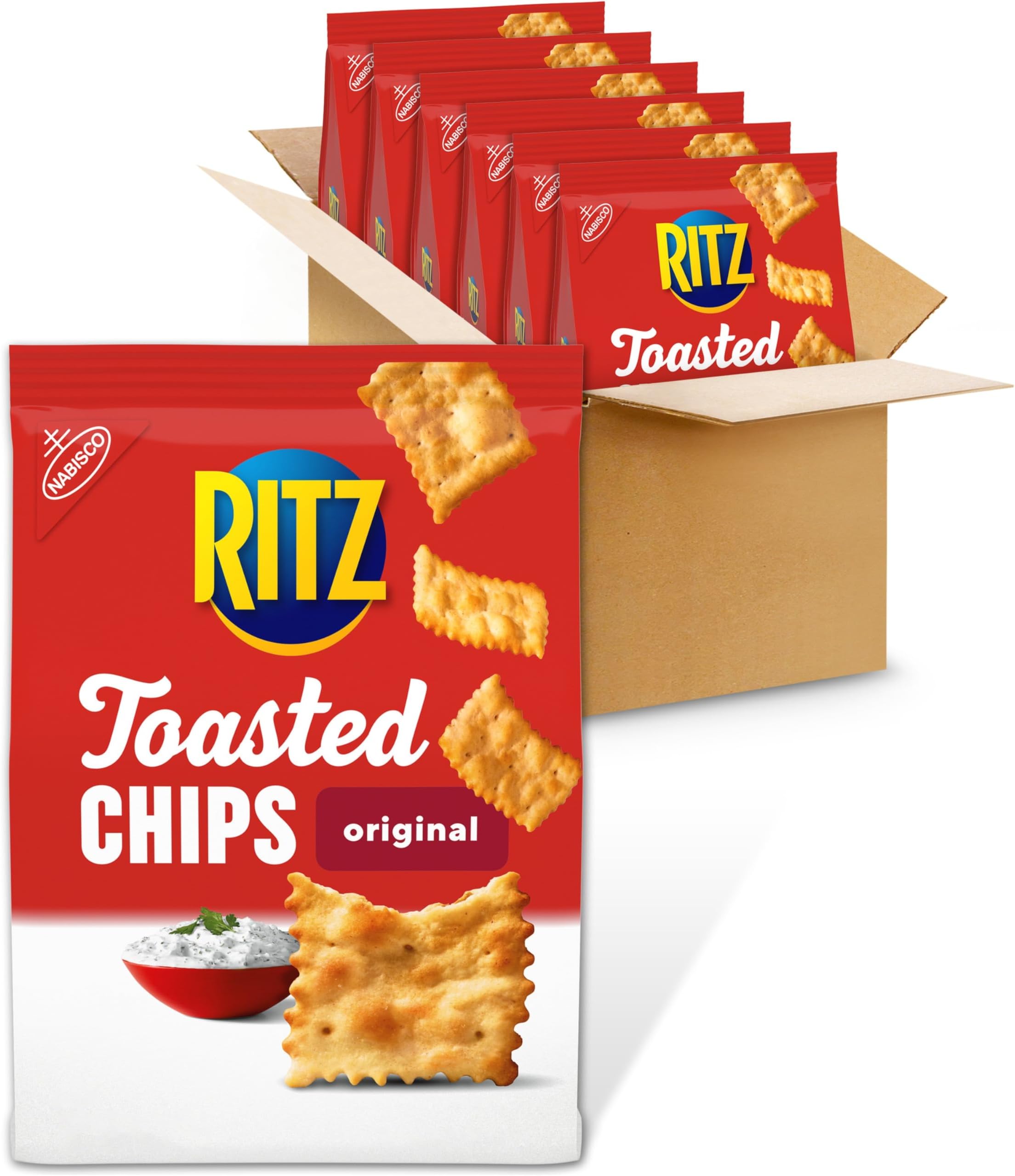 RITZ Toasted Chips Original Crackers, Party Snacks, Bulk Snacks, 6 - 8.1 oz Bags