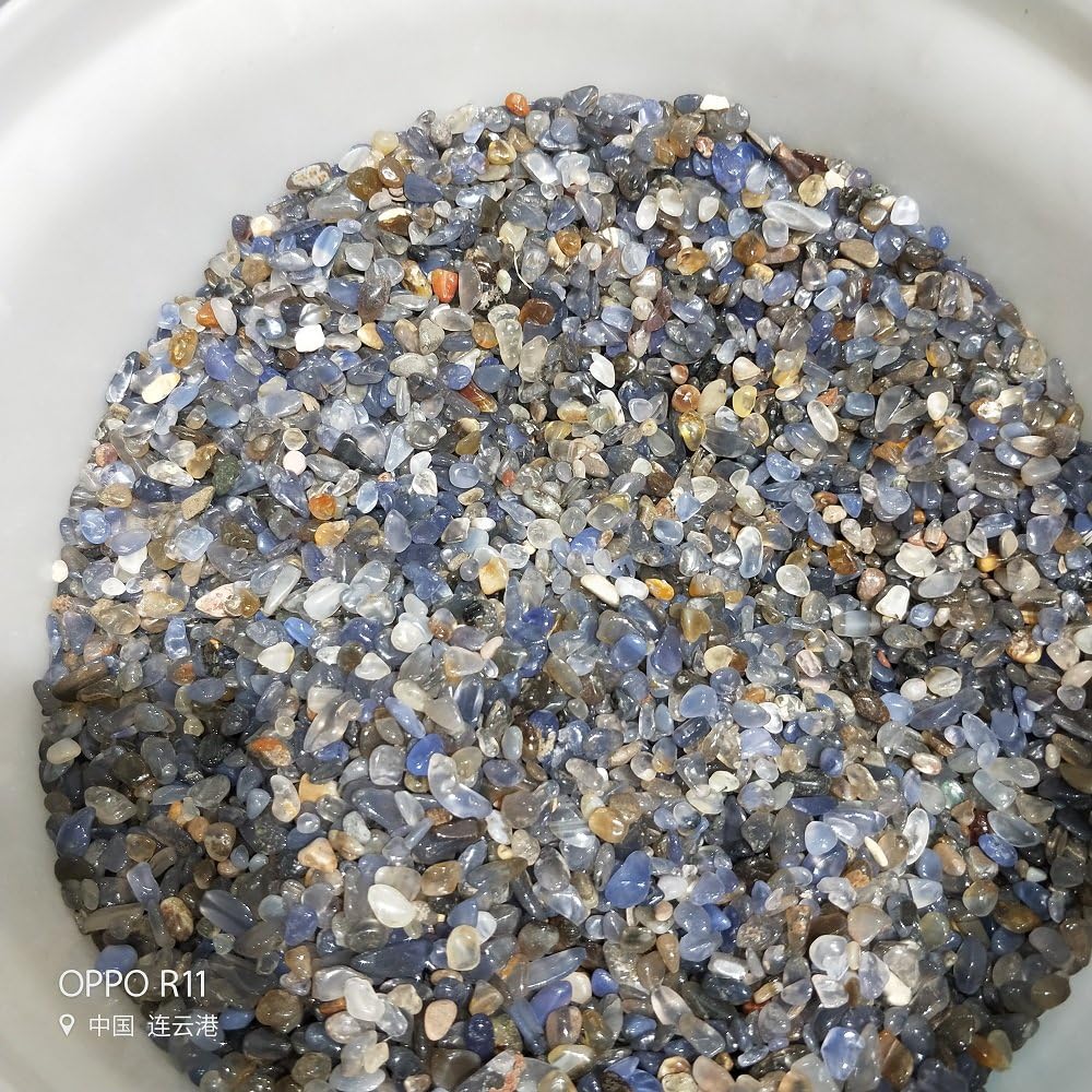 Blue Agate Tumbled Chips Stone Crushed Crystal Quartz Pieces Irregular Shaped Stones 1pound(About 460 Gram) (Blue Agate)