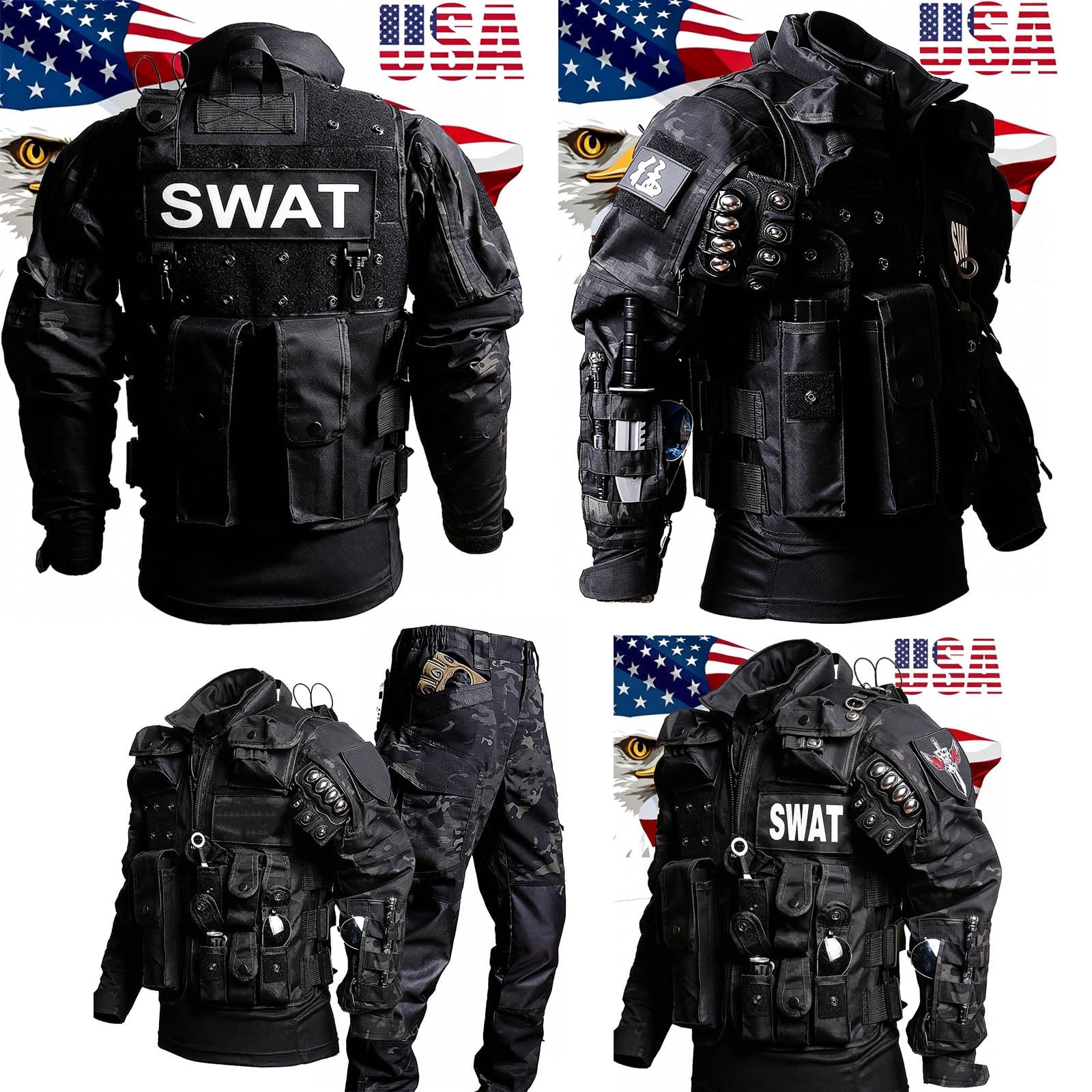 Taktischer Herren-Anzug, Militär-Kampfhemd und -Hose, Strapazierfähige Airsoft-Ausrüstung für Airsoft, Paintball, Jagd und Outdoor-Aktivitäten