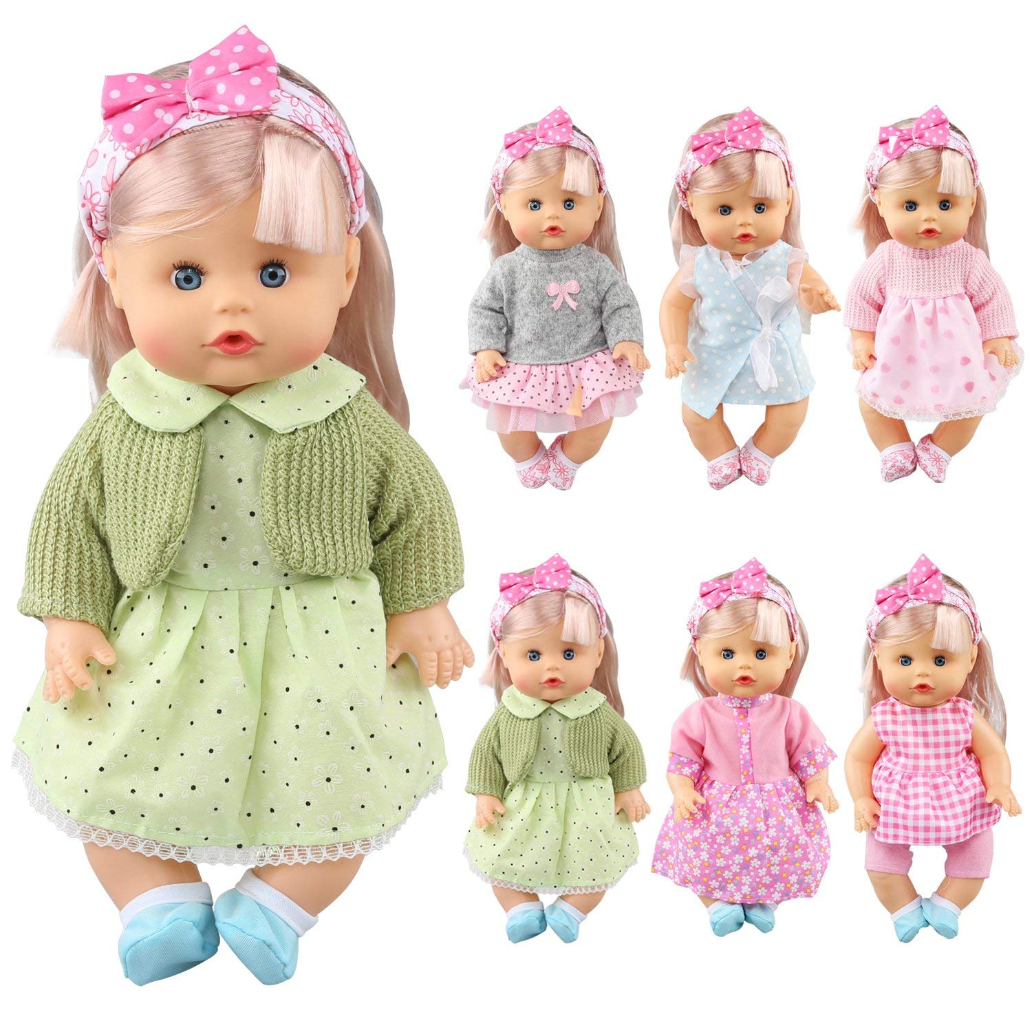 Alive Lovely Dress Clothes Accessories Gown for 12in Bitty Baby Doll - Pack of 6