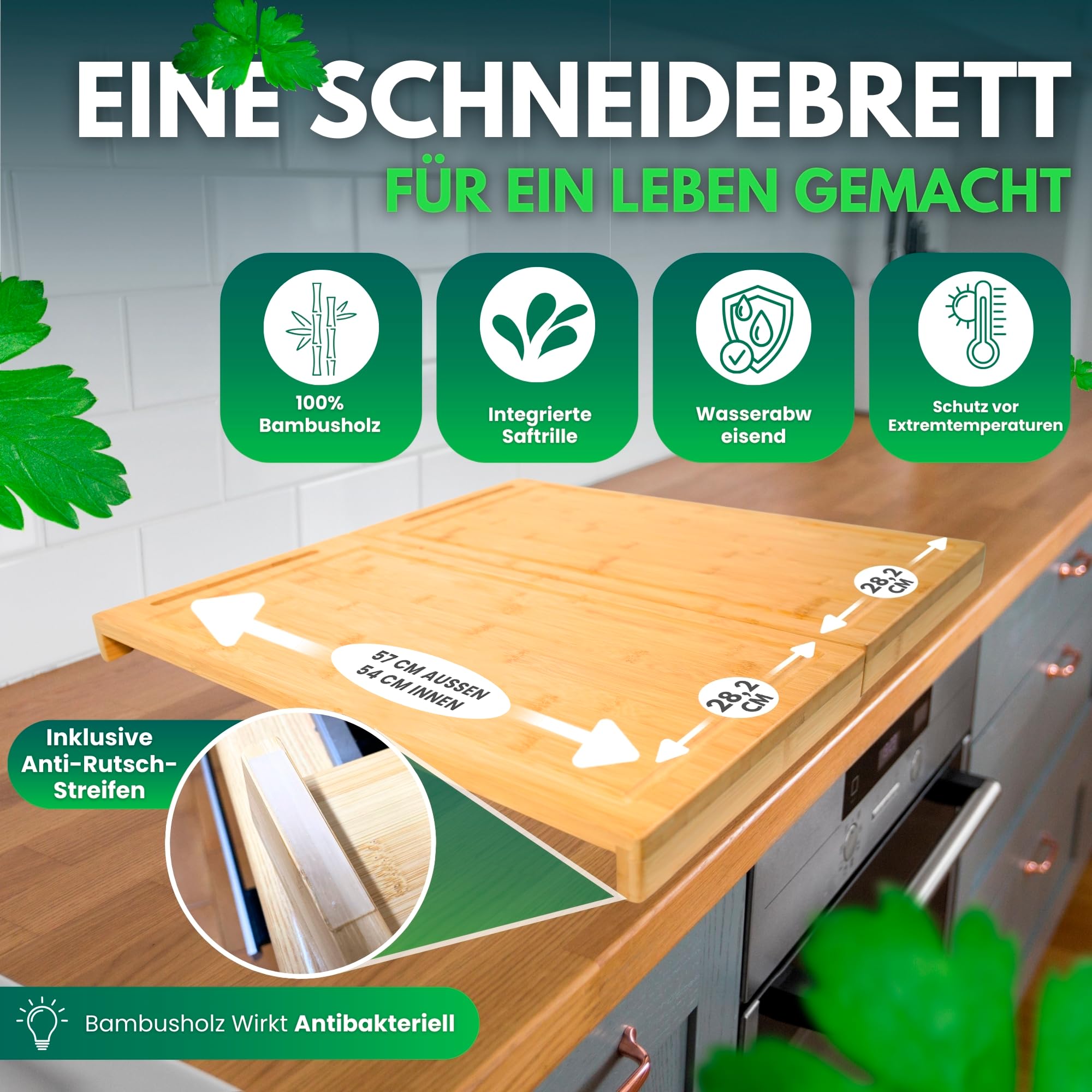 Herdabdeckung Ceranfeld 100% Bambus Rutschfest - Ceranfeld Abdeckplatte - Herdabdeckplatten für Ceranfeld - Abdeckung Ceranfeld - Cerdabdeckung Induktionsfeld - Herdabdeckplatte Glas