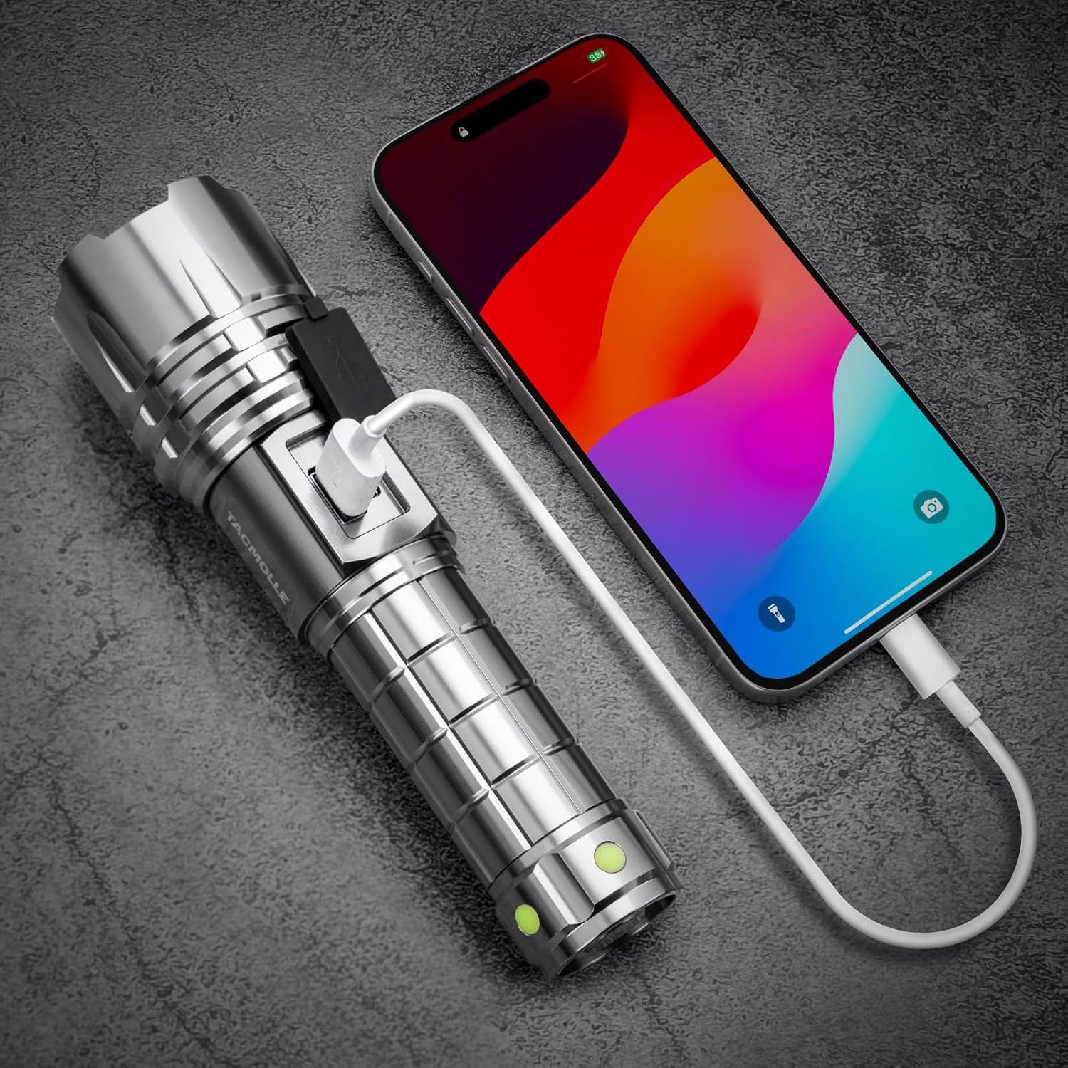 Tactical Flashlight - Rechargeable Flashlights with Quick Release Rubber Clamp for MOLLE Panel, 1800 Lumen, Three Modes, Waterproof Flash Light for Emergency