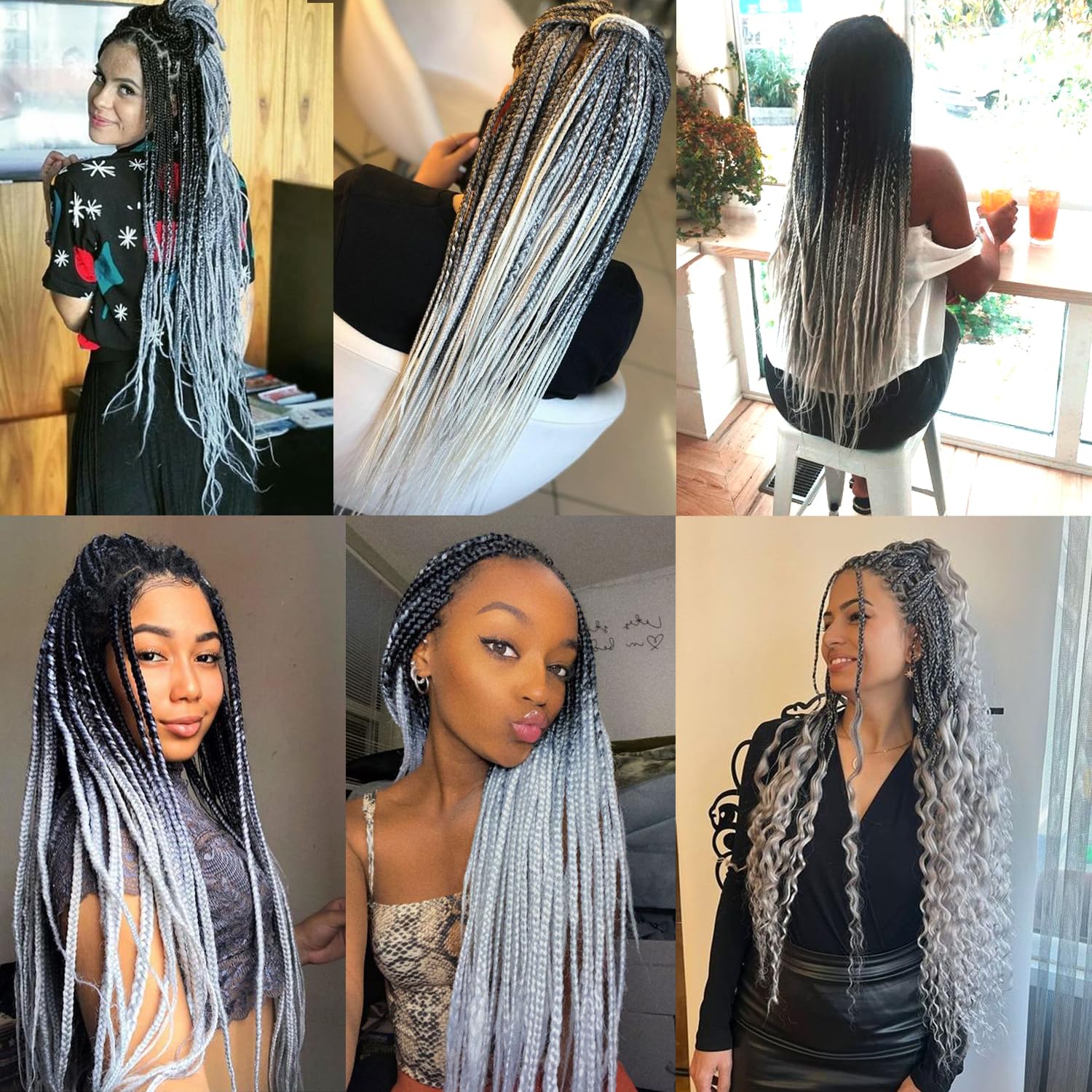 Amazon.com : Zifeiya Ombre Gray Braiding Hair Pre Stretched 