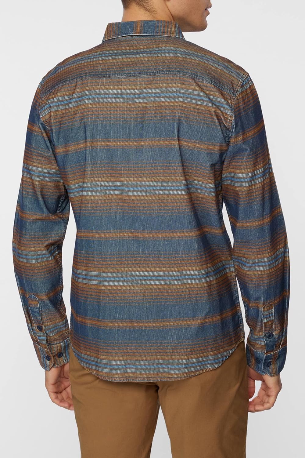 O'NEILL Mens Caruso Stripe Long Sleeve Button Up Shirt, Navy, M