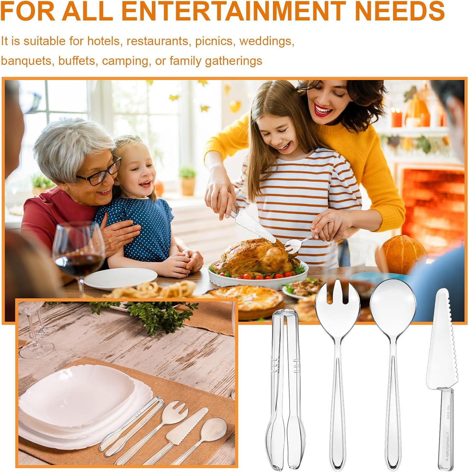 Disposable Plastic Serving Utensils Set 6 Each Serving Spoons Forks Knife