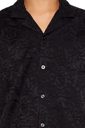 Forever 21 Men's Textured Floral Lace Shirt
