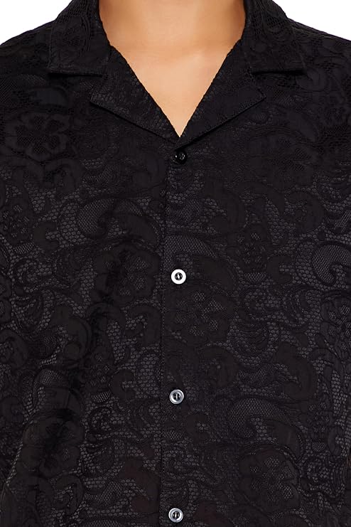 Forever 21 Men's Textured Floral Lace Shirt
