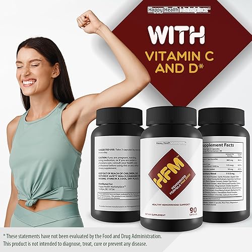 Miniatura 5 de HFM Hemorroid Formula Max 2000 - Suplemento natural de apoyo para las hemorroides - Ayuda a mejorar la circulación y reducir la hinchazón para