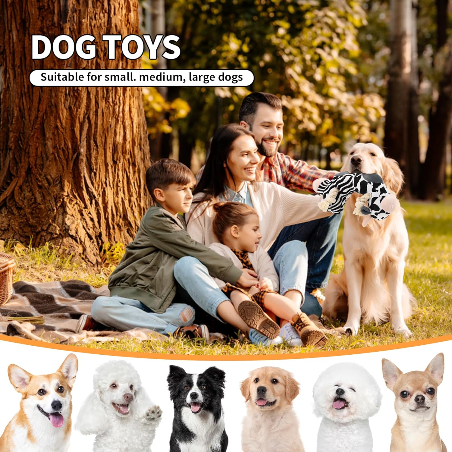 犬のおもちゃ - かわいいシマウマと牛 柔らかくきしむ 最高のインタラクティブ犬用おもちゃ 小型、中型、大型犬向け 超ソフトな生地