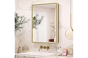 Keonjinn Recessed or Surface Gold Medicine Cabinets