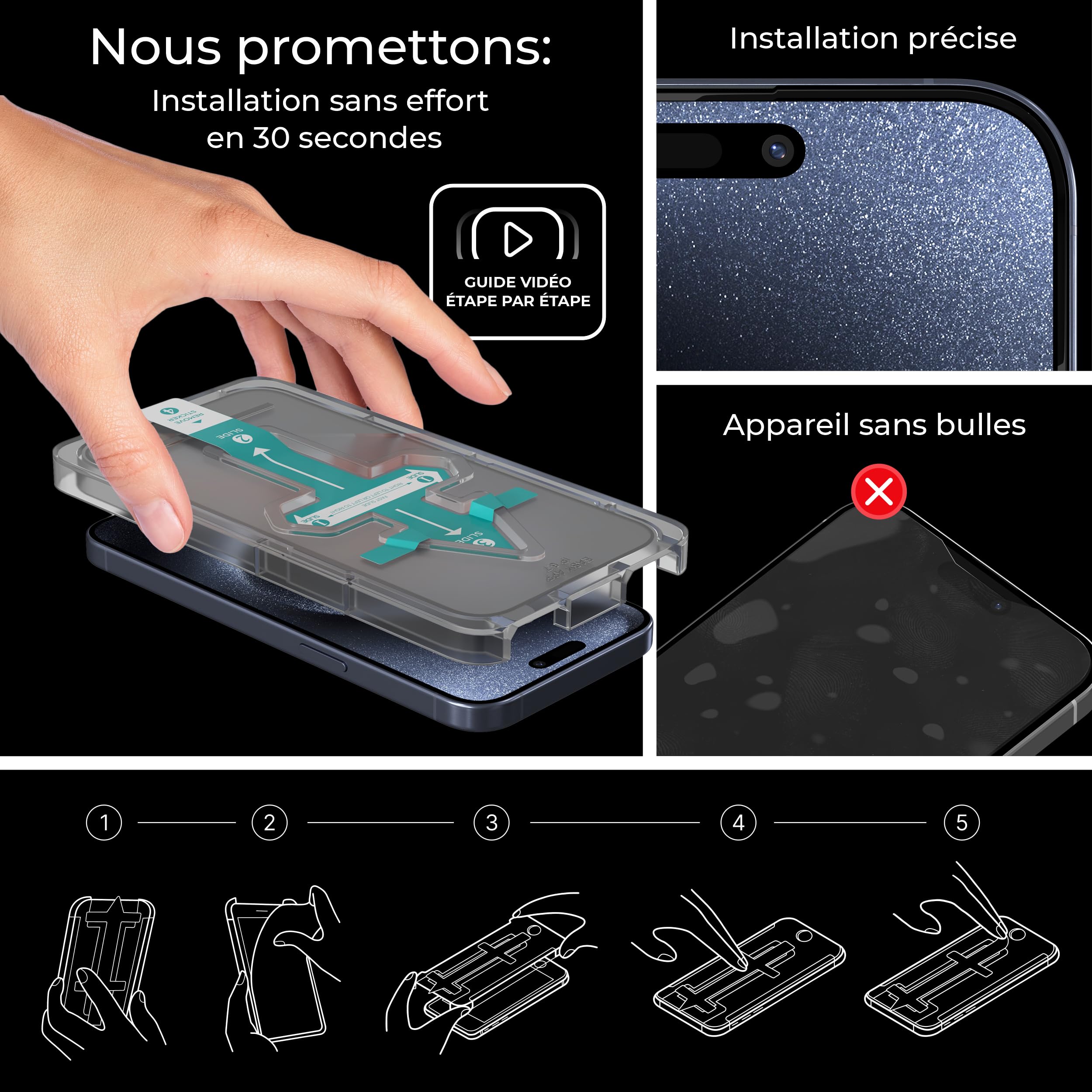 Protection écran Verre Trempé 9H Pour HTC - Modèles Divers - Kit D'installation Inclus - Transparent