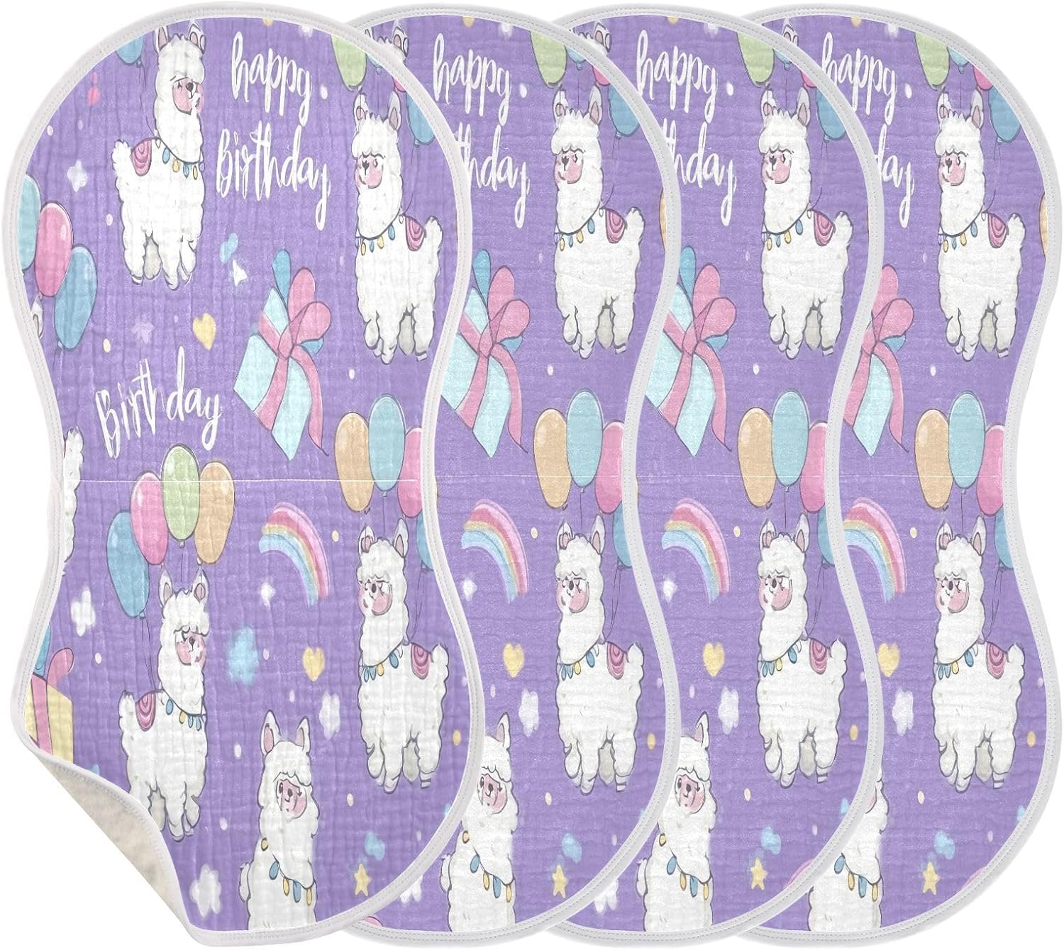 Pattern Alpaca Print Baby Burp Cloths 4Pcs Soft Absorbent Muslin Washcloths Bibs Face Towel for Newborn Boys Girls 22 x 11 Inch