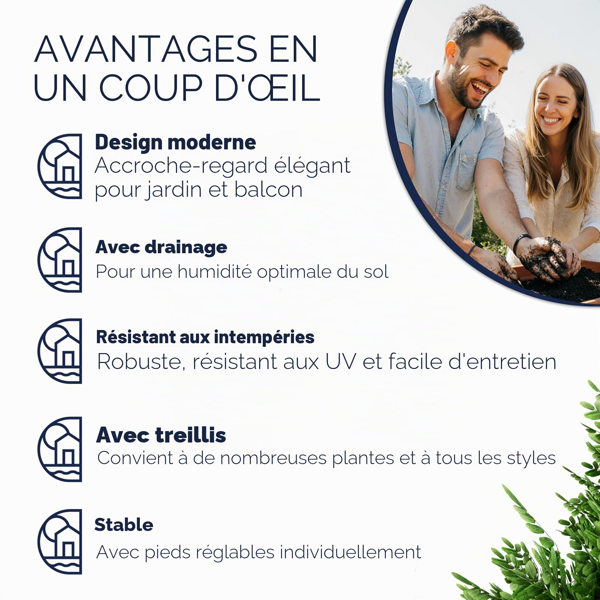 Casaria Jardinière en polyrotin avec Treillis Gris 146 x 83 x 30,5 cm Set de 3 Pots de Fleurs bac à Fleurs pour Jardin Maison Balcon