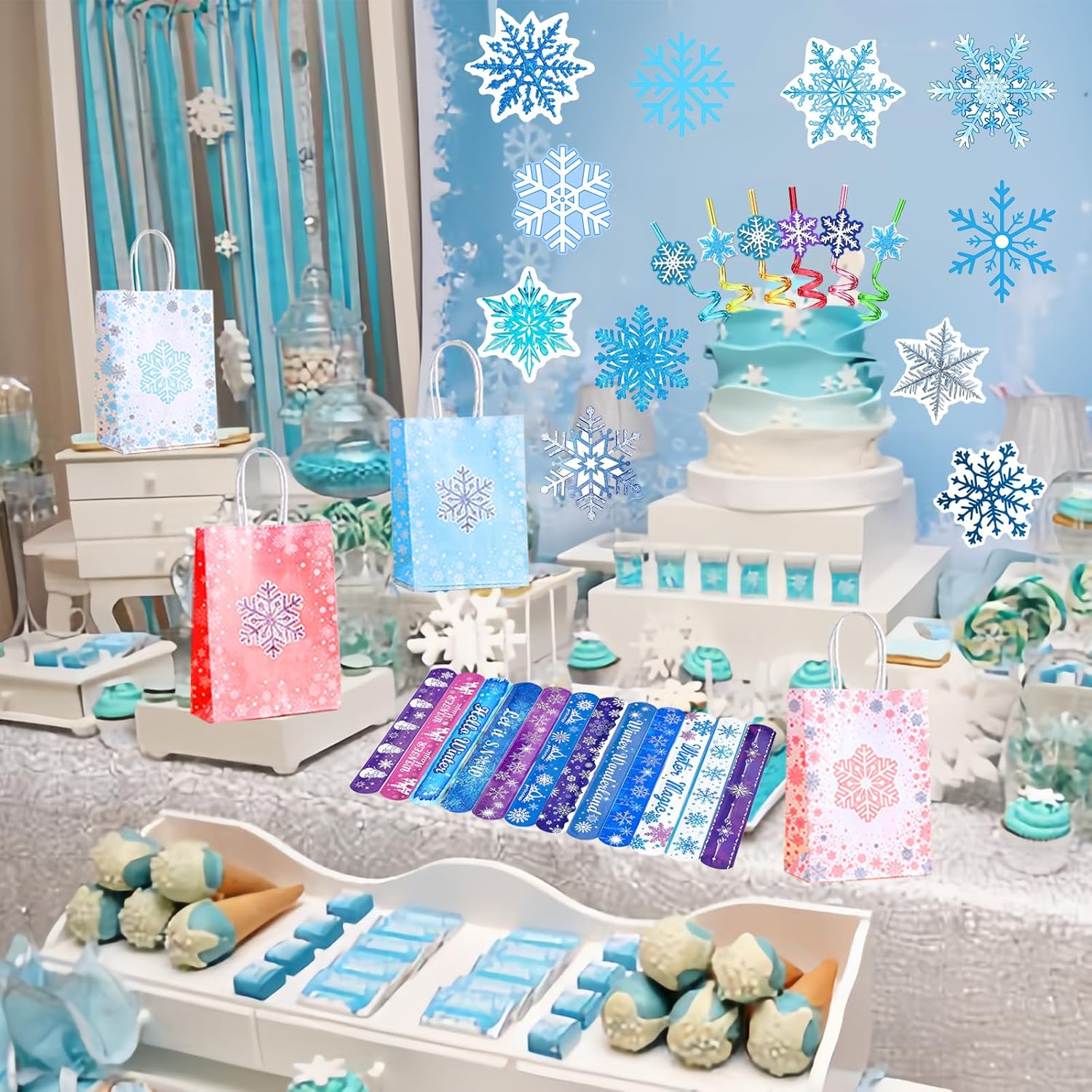 110 Pcs Frozen Party Favors Birthday Supplies, Gift Bags Frozen Filler Goodie Bag Stuffers Frozen Birthday Party Supplies Winter Party Favors - Image 4