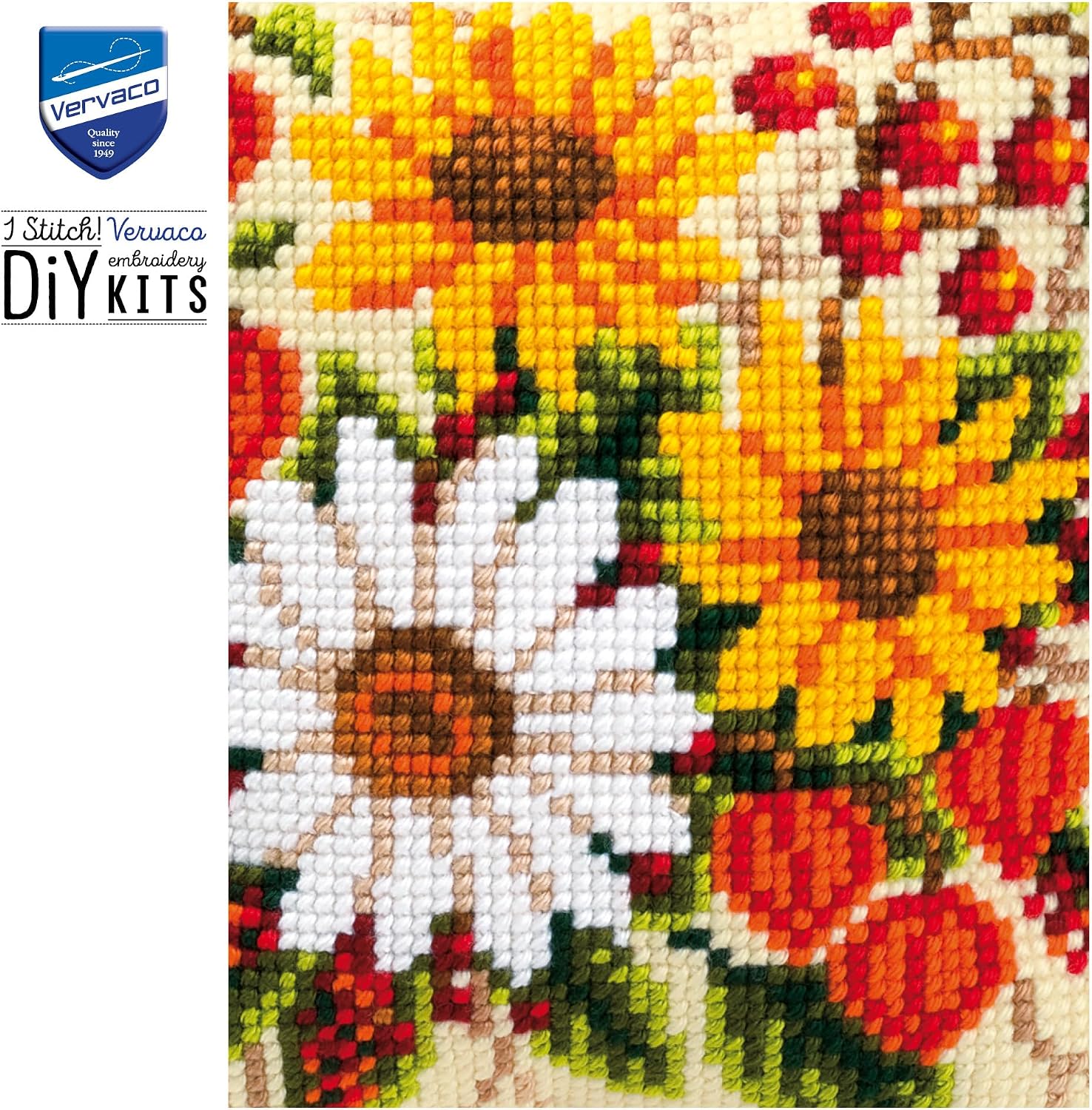 Vervaco Cross Stitch Cushion Kit Floral Delight 16" x 16"