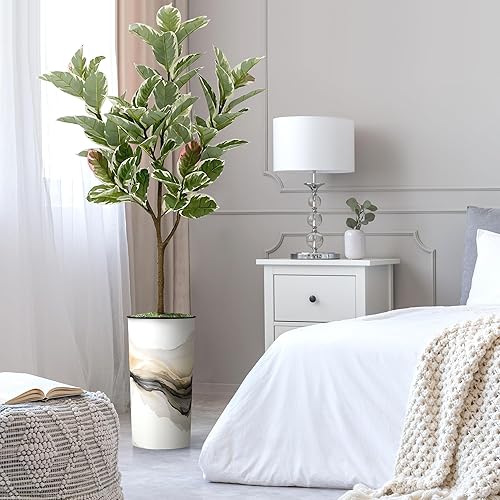 Miniatura 9 de SIGNWIN Plantas artificiales artificiales de eucalipto con formas abstractas de humo blanco y negro, 66 pulgadas