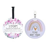 Vista 19 de Three Little Tots Paquete de dos señales de asiento de coche y cochecito de bebé en blanco y negro sin tocar - Seguridad probada por CPSIA