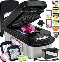 Vista 15 de Mueller Pro-Series 10 en 1, picadora de verduras de 8 cuchillas, picador de cebollas, cortador, picador, rebanador de huevos con recipiente