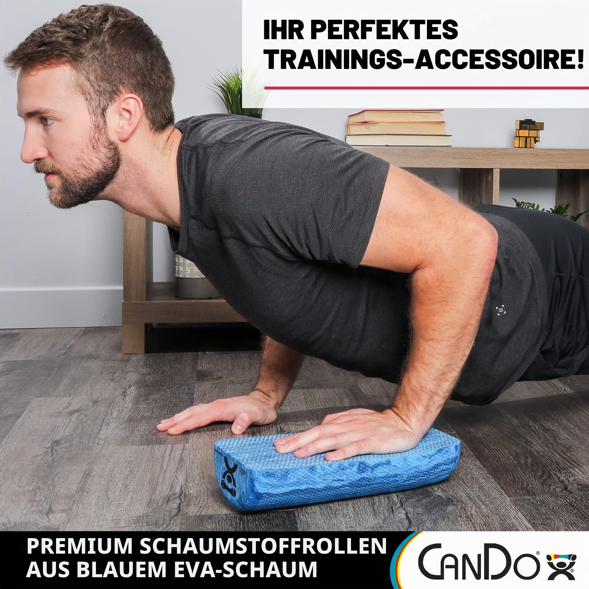 CanDo EVA Schaumstoffrolle halbrund (feuchtigkeits- und bakterienabweisend), Trainingsrolle - Pilates, Physio, Yoga, Fitness, 31 x 15 x 10 cm