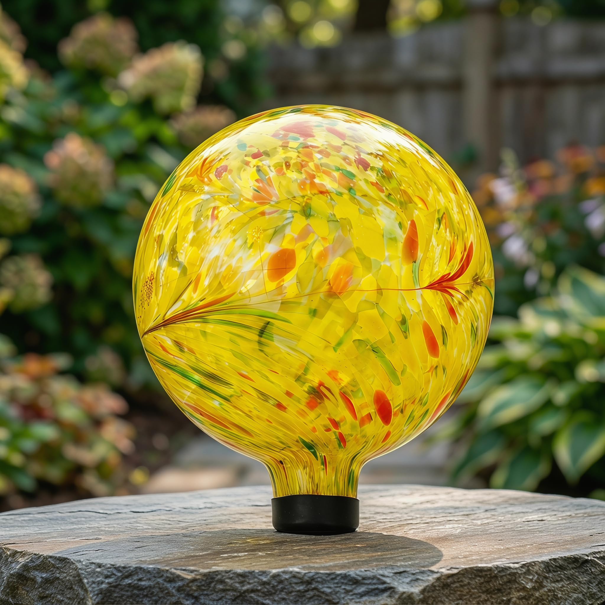 A Ting 10 Inch Yellow Swirled Gazing Ball