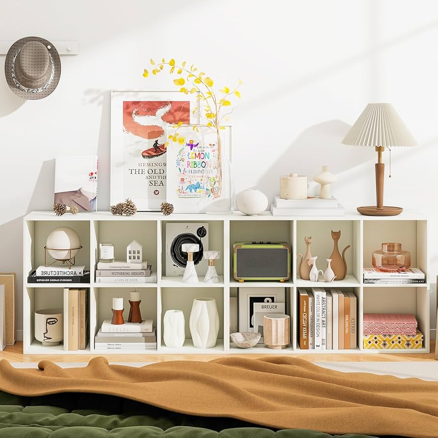 Amazon.com: SILKYDRY 6 Cube Bookcase, 2-Tier White Bookshelf with