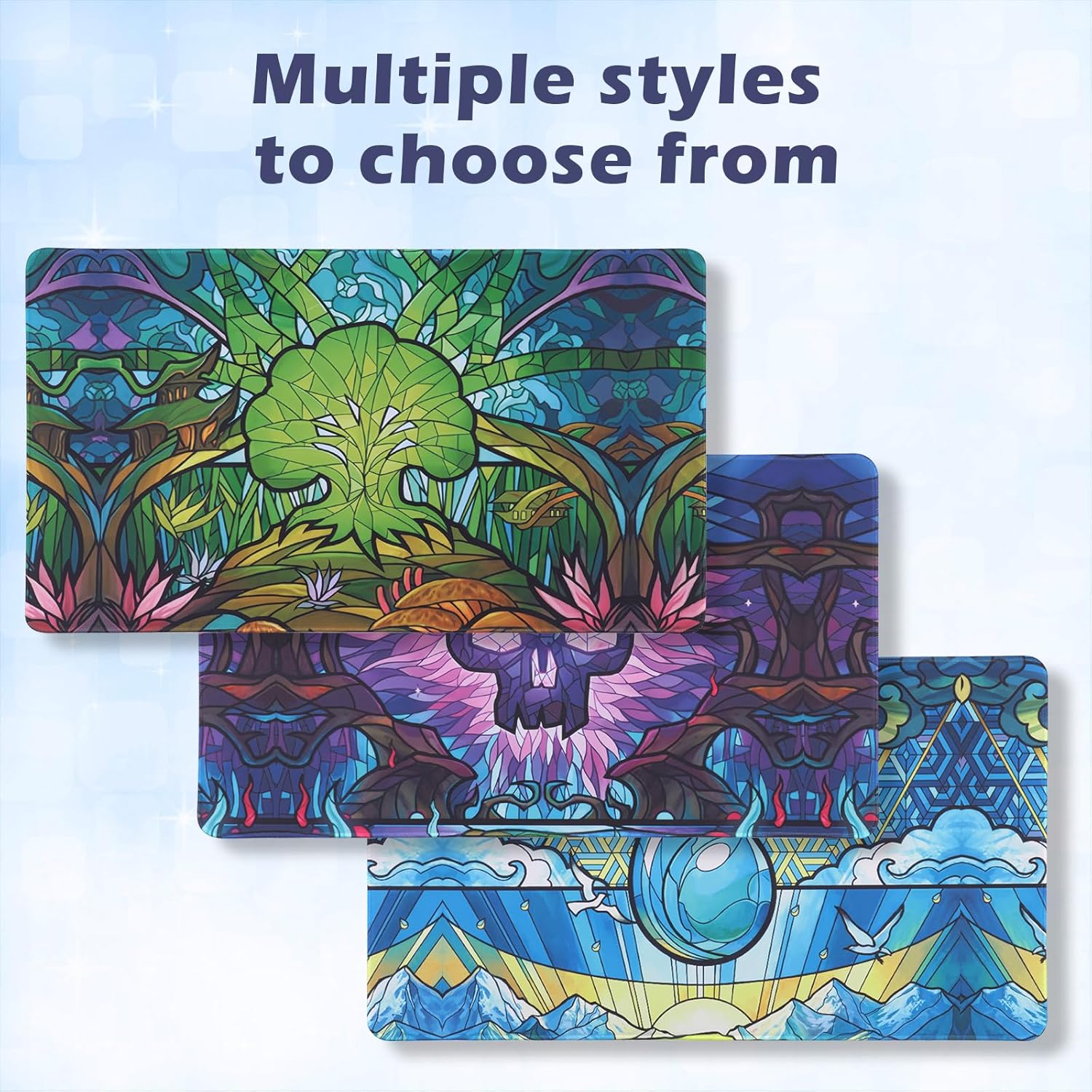 Playmat for MTG 24x14 Inches,Playmat for Magic The Gathering with Non-Slip Rubber Base and Stitched Edges, Includes Storage Bag - Ideal for MTG/RPG/CCG Trading Game Card Mat(Green)