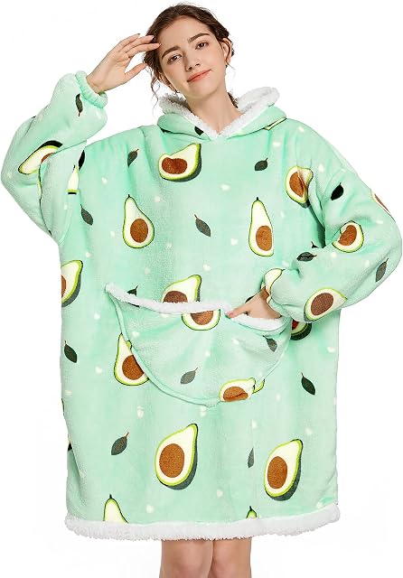 Lushforest Blanket Hoodie for Women, Girls Oversized Blanket Hoodie, Warm Wearable Hoodie Blanket, Super Soft Sherpa Fleece Sweatshirt with Giant Pocket, One Size Robe for Boys Men Teens